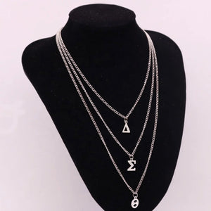 ΔΣΘ Greek letter 3 tier necklace