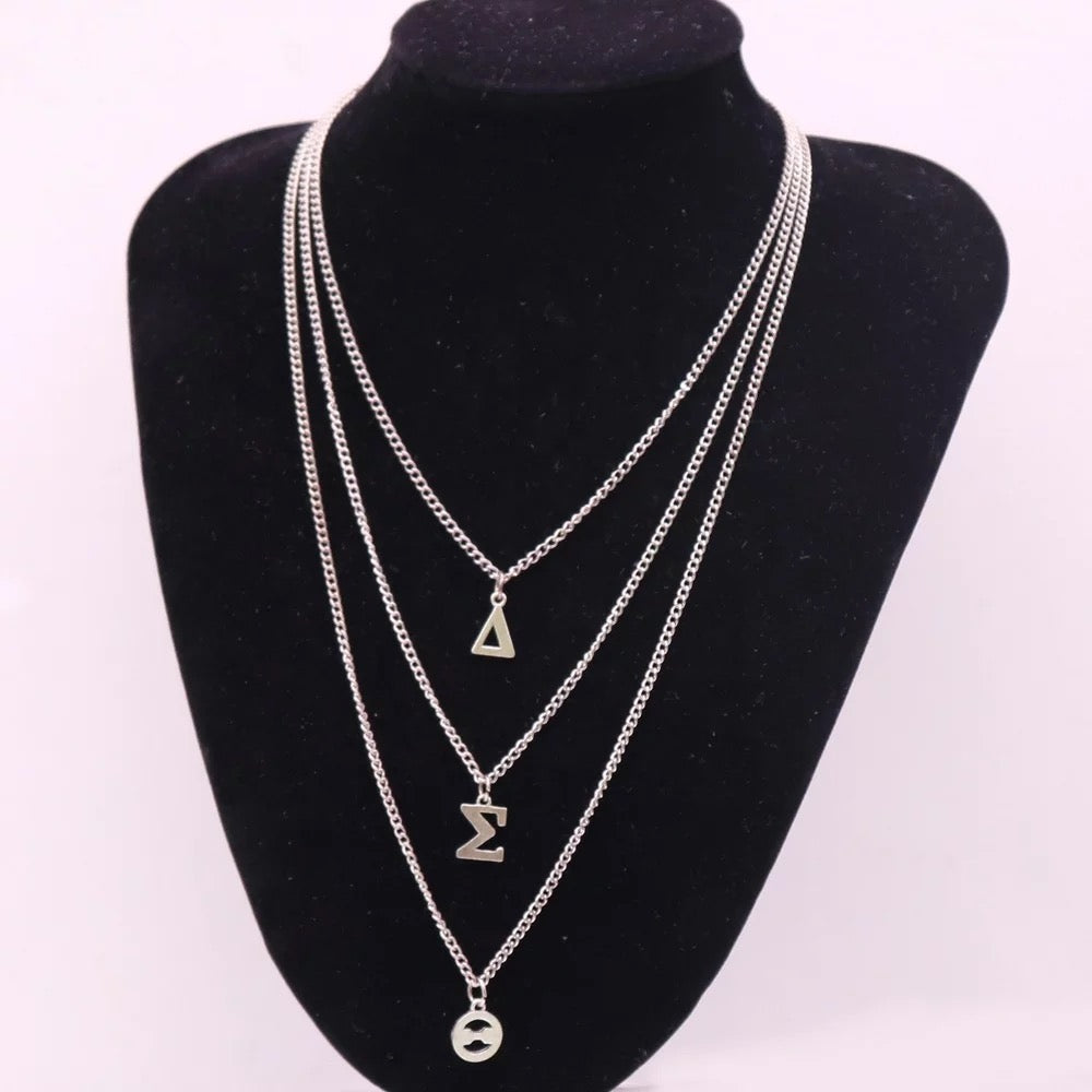 ΔΣΘ Greek letter 3 tier necklace